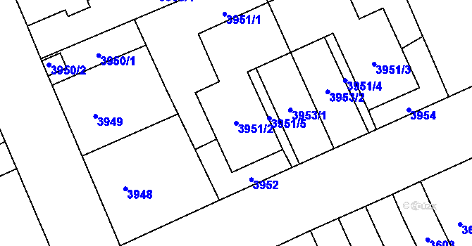 Parcela st. 3951/2 v KÚ Jihlava, Katastrální mapa