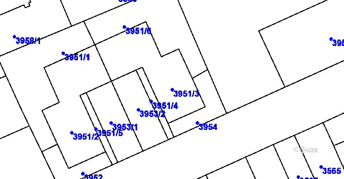 Parcela st. 3951/3 v KÚ Jihlava, Katastrální mapa