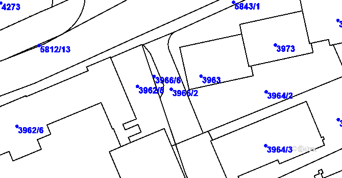 Parcela st. 3966/2 v KÚ Jihlava, Katastrální mapa