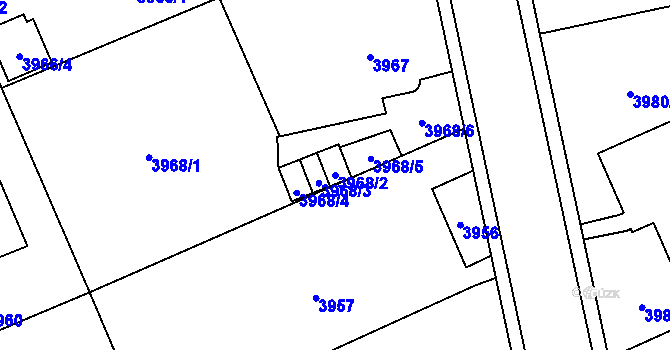 Parcela st. 3968/2 v KÚ Jihlava, Katastrální mapa