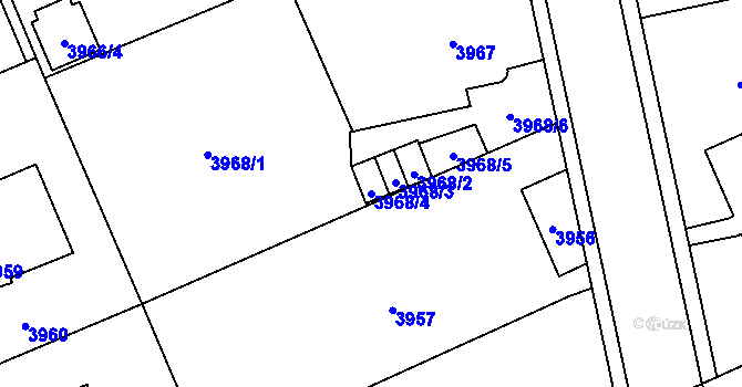 Parcela st. 3968/4 v KÚ Jihlava, Katastrální mapa