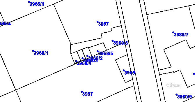 Parcela st. 3968/5 v KÚ Jihlava, Katastrální mapa
