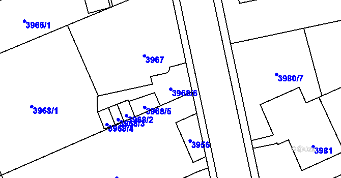Parcela st. 3968/6 v KÚ Jihlava, Katastrální mapa