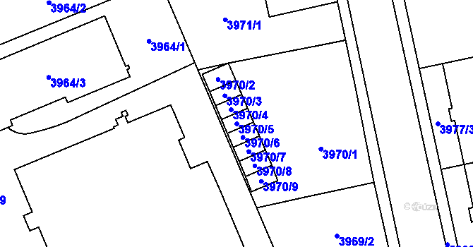 Parcela st. 3970/5 v KÚ Jihlava, Katastrální mapa