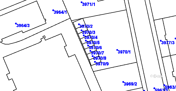 Parcela st. 3970/6 v KÚ Jihlava, Katastrální mapa