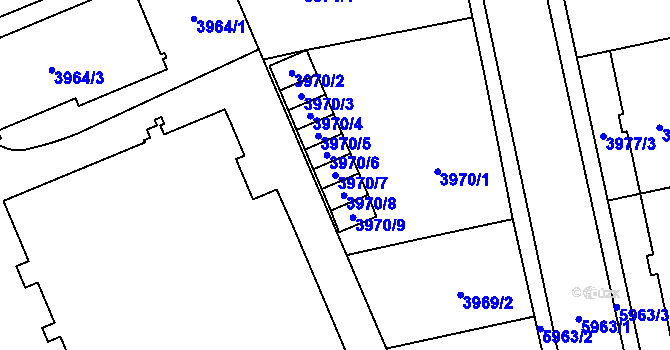 Parcela st. 3970/7 v KÚ Jihlava, Katastrální mapa
