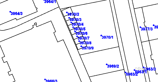 Parcela st. 3970/8 v KÚ Jihlava, Katastrální mapa