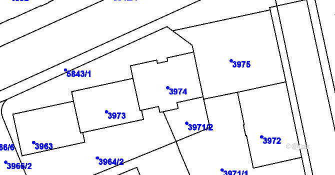 Parcela st. 3974 v KÚ Jihlava, Katastrální mapa