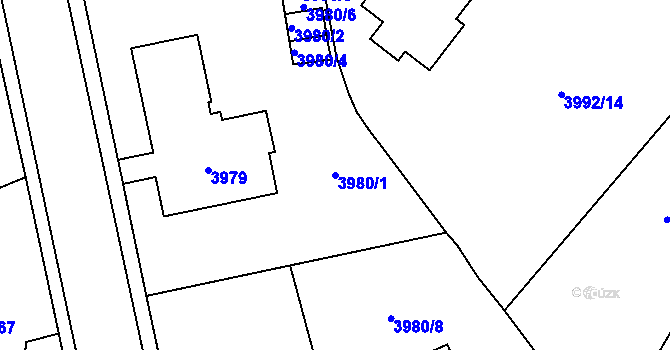Parcela st. 3980/1 v KÚ Jihlava, Katastrální mapa