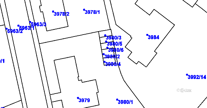 Parcela st. 3980/2 v KÚ Jihlava, Katastrální mapa