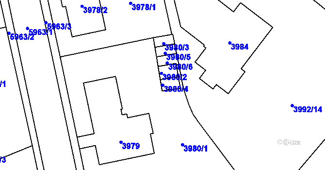Parcela st. 3980/4 v KÚ Jihlava, Katastrální mapa