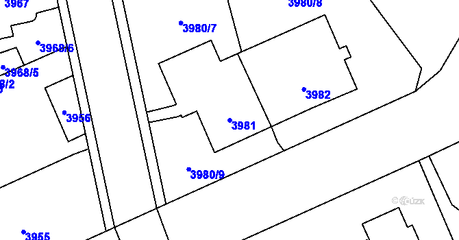 Parcela st. 3981 v KÚ Jihlava, Katastrální mapa