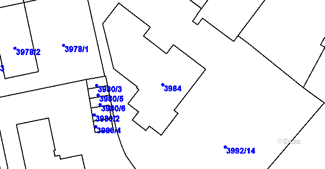 Parcela st. 3984 v KÚ Jihlava, Katastrální mapa