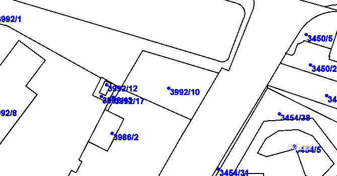 Parcela st. 3992/10 v KÚ Jihlava, Katastrální mapa