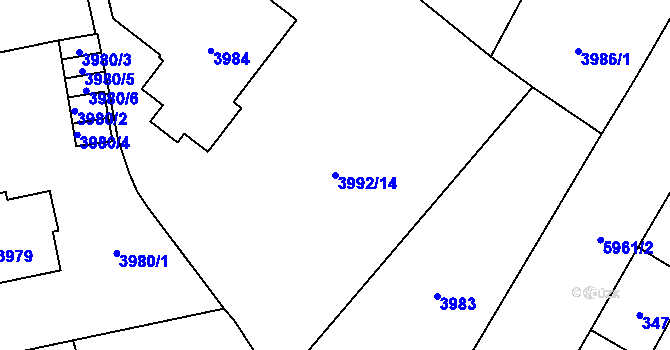 Parcela st. 3992/14 v KÚ Jihlava, Katastrální mapa