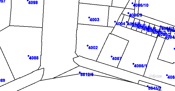 Parcela st. 4002 v KÚ Jihlava, Katastrální mapa