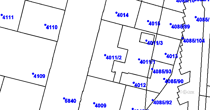 Parcela st. 4011/2 v KÚ Jihlava, Katastrální mapa
