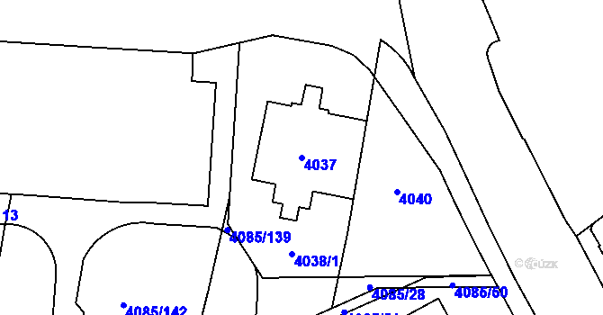 Parcela st. 4037 v KÚ Jihlava, Katastrální mapa