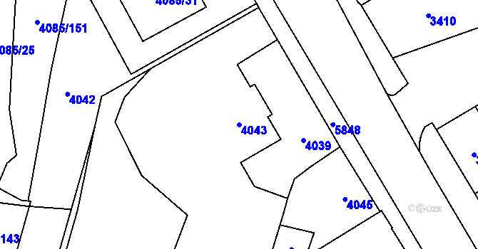 Parcela st. 4043 v KÚ Jihlava, Katastrální mapa