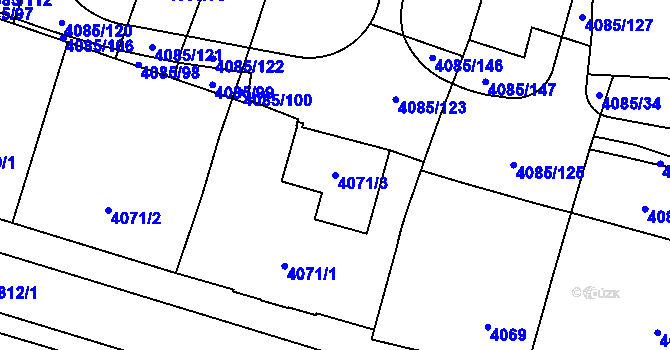 Parcela st. 4071/3 v KÚ Jihlava, Katastrální mapa