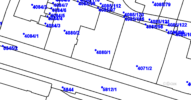 Parcela st. 4080/1 v KÚ Jihlava, Katastrální mapa