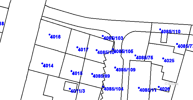 Parcela st. 4085/10 v KÚ Jihlava, Katastrální mapa