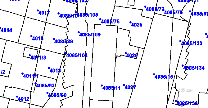 Parcela st. 4085/11 v KÚ Jihlava, Katastrální mapa