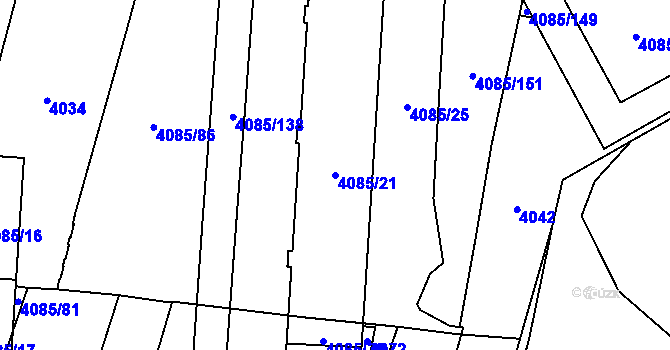Parcela st. 4085/21 v KÚ Jihlava, Katastrální mapa