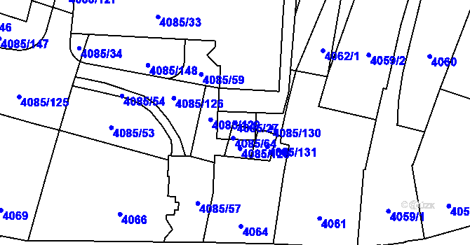Parcela st. 4085/27 v KÚ Jihlava, Katastrální mapa