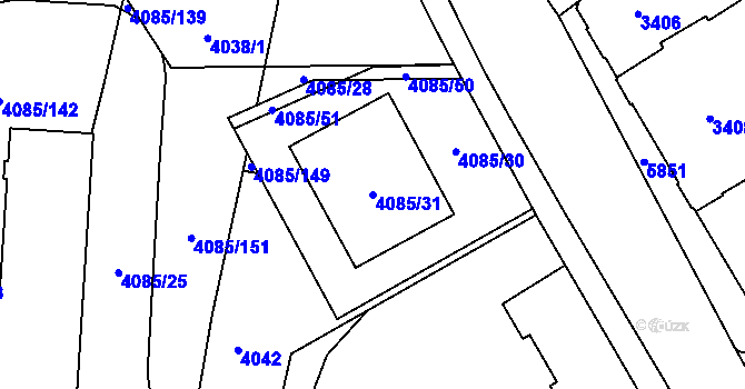 Parcela st. 4085/31 v KÚ Jihlava, Katastrální mapa