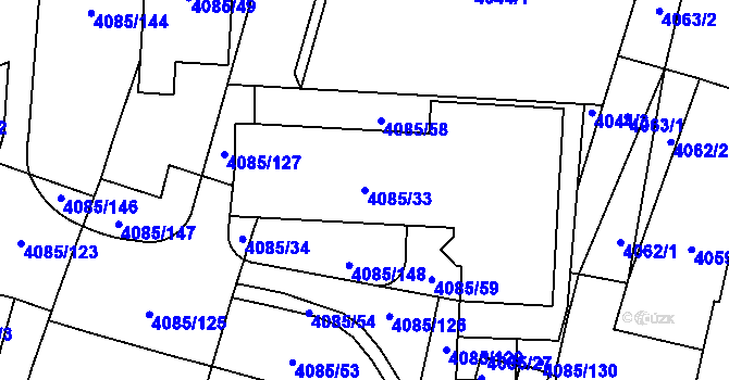 Parcela st. 4085/33 v KÚ Jihlava, Katastrální mapa