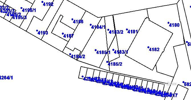 Parcela st. 4185/1 v KÚ Jihlava, Katastrální mapa
