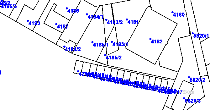 Parcela st. 4185/2 v KÚ Jihlava, Katastrální mapa