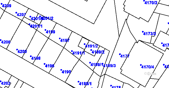 Parcela st. 4191/2 v KÚ Jihlava, Katastrální mapa