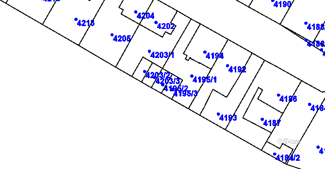Parcela st. 4195/2 v KÚ Jihlava, Katastrální mapa