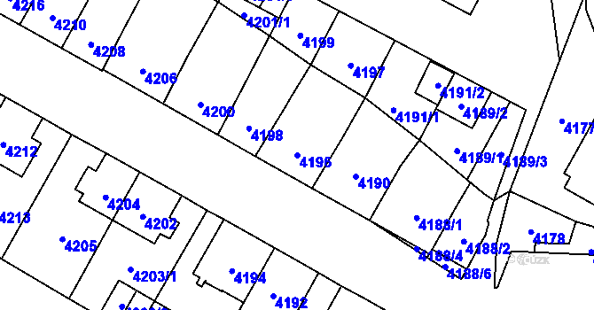 Parcela st. 4196 v KÚ Jihlava, Katastrální mapa