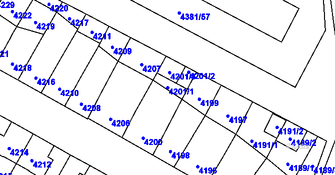 Parcela st. 4201/1 v KÚ Jihlava, Katastrální mapa