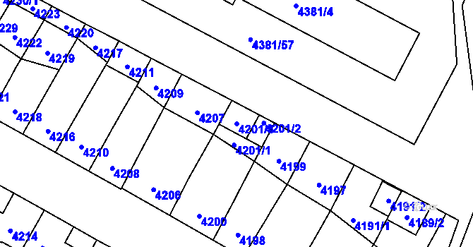 Parcela st. 4201/3 v KÚ Jihlava, Katastrální mapa