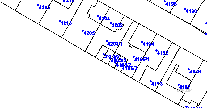 Parcela st. 4203/2 v KÚ Jihlava, Katastrální mapa