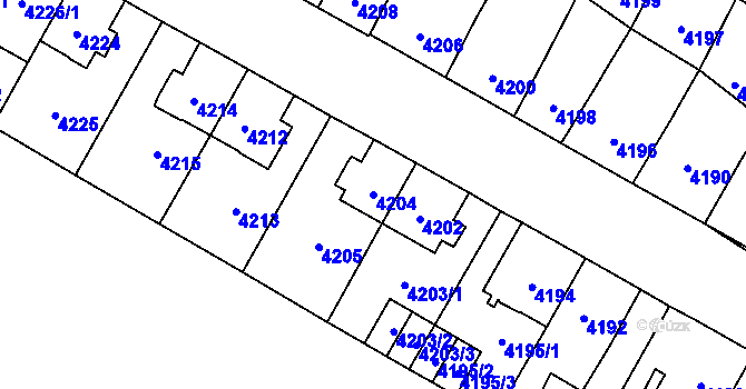 Parcela st. 4204 v KÚ Jihlava, Katastrální mapa