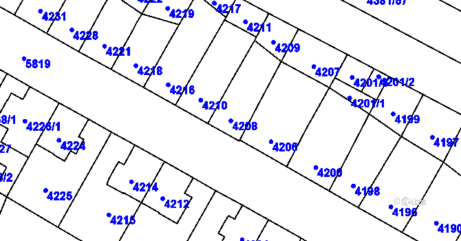 Parcela st. 4208 v KÚ Jihlava, Katastrální mapa