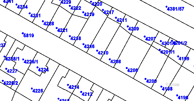 Parcela st. 4210 v KÚ Jihlava, Katastrální mapa