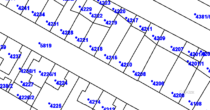Parcela st. 4216 v KÚ Jihlava, Katastrální mapa