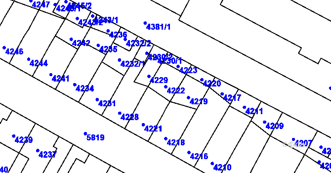 Parcela st. 4222 v KÚ Jihlava, Katastrální mapa