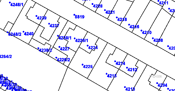 Parcela st. 4224 v KÚ Jihlava, Katastrální mapa
