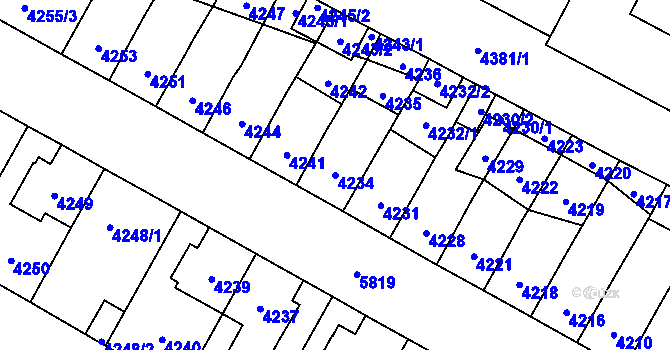Parcela st. 4234 v KÚ Jihlava, Katastrální mapa