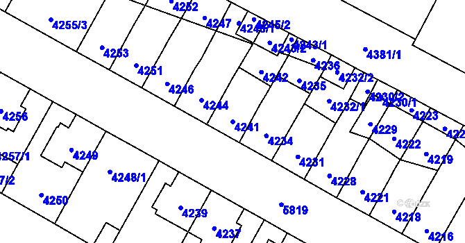 Parcela st. 4241 v KÚ Jihlava, Katastrální mapa