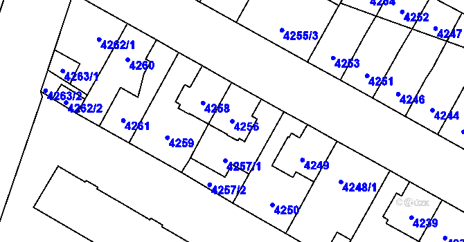Parcela st. 4256 v KÚ Jihlava, Katastrální mapa