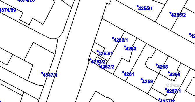 Parcela st. 4263/1 v KÚ Jihlava, Katastrální mapa