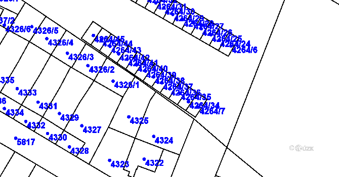 Parcela st. 4264/36 v KÚ Jihlava, Katastrální mapa